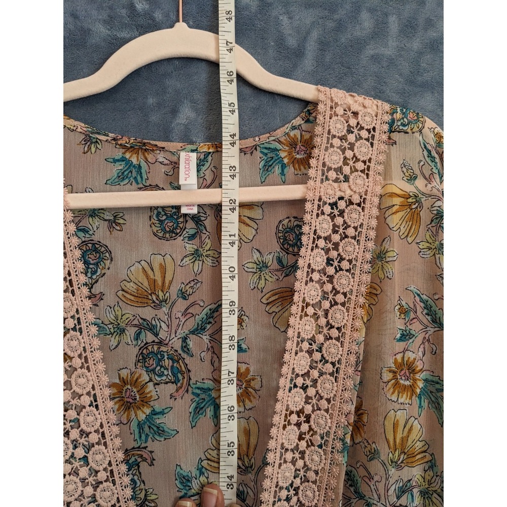 Xhilaration Sheer Lace Duster Robe Romantic Floral Beach Coverup Kimono XL/XXL - Picture 12 of 16